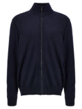 Gilet en laine bleu hugo boss zippé avec col, poignets et ourlet côtelés style cardigan