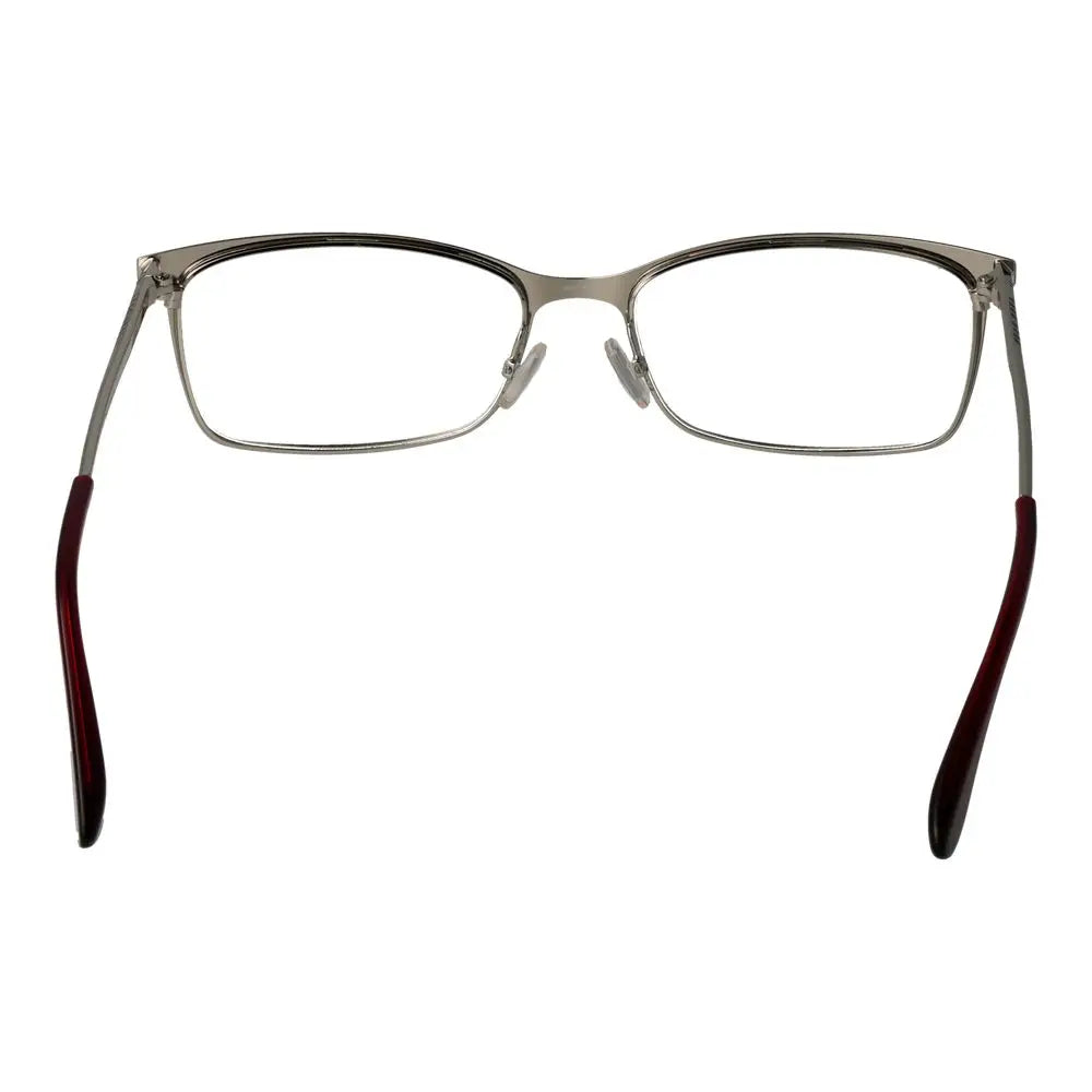 Lunettes hugo boss bordeaux en acier inoxydable avec monture rectangulaire argentée et embouts bordeaux