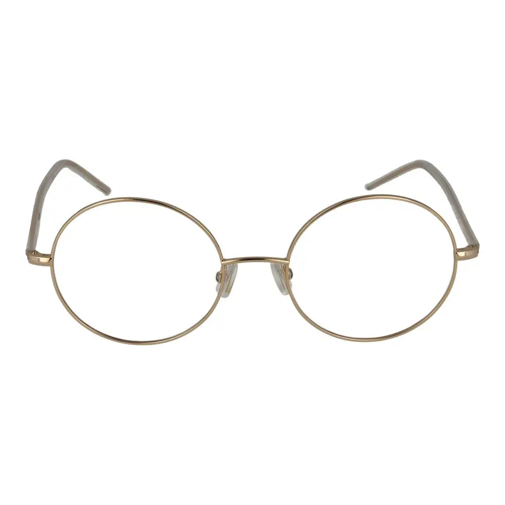 Lunettes hugo boss en titane doré avec monture ronde et branches métalliques fines
