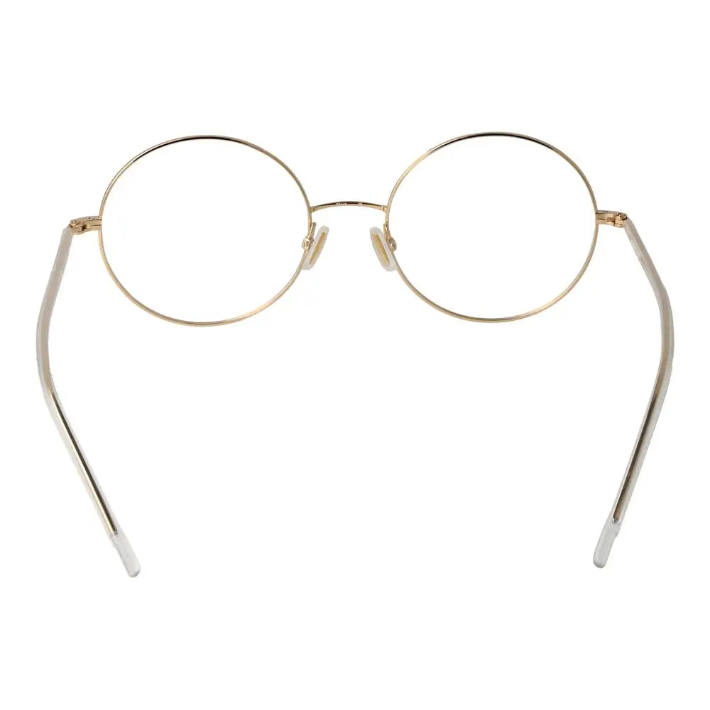 Lunettes hugo boss en titane doré avec monture ronde et branches métalliques fines avec embouts translucides