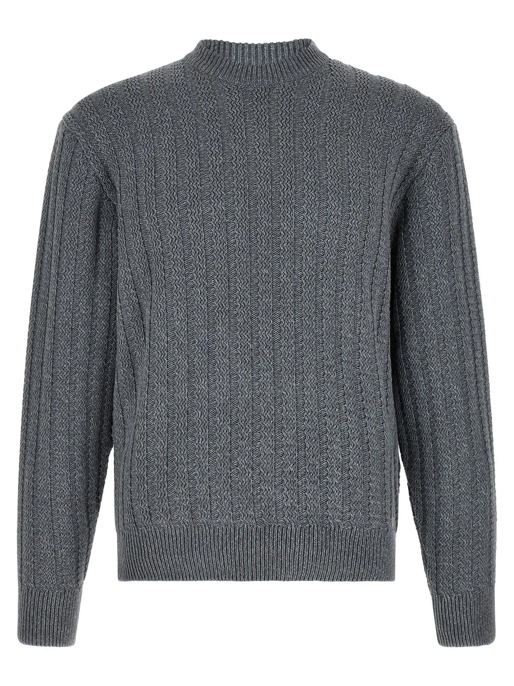 Cardigan gris hugo boss en coton avec col rond côtelé et poignets en maille torsadée