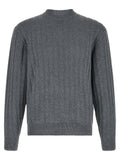 Cardigan gris hugo boss en coton avec col rond côtelé et poignets en maille torsadée