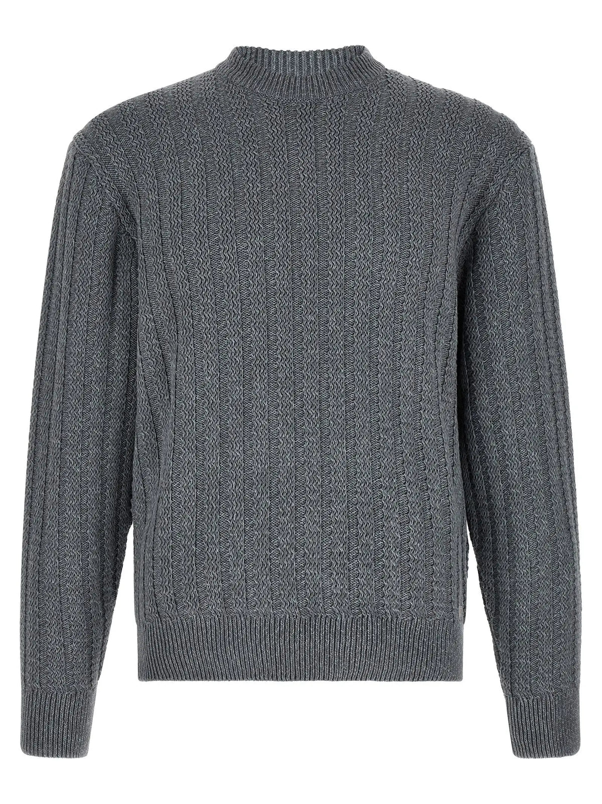 Cardigan gris hugo boss en coton avec col rond côtelé et poignets en maille torsadée