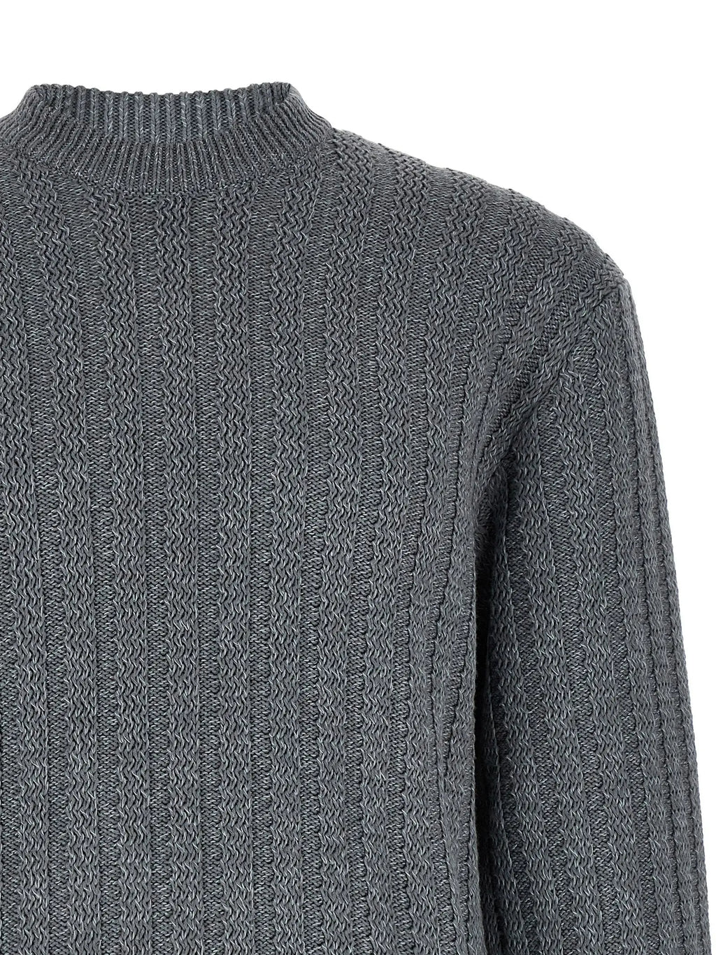 Pull en coton gris foncé hugo boss à maille côtelée avec motif torsadé vertical et col rond classique