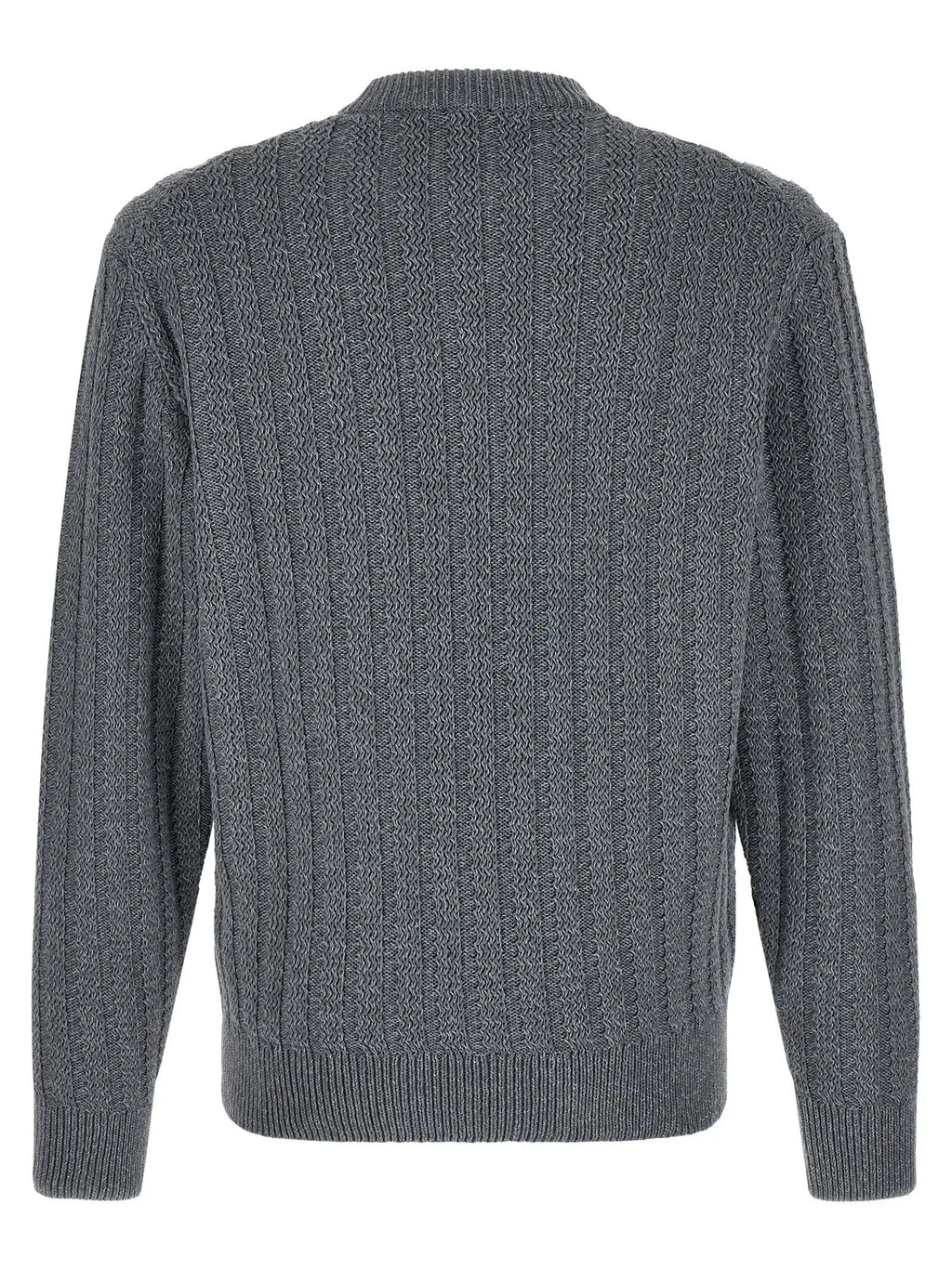 Cardigan hugo boss gris en coton avec motif torsadé vertical et col rond classique en maille côtelée