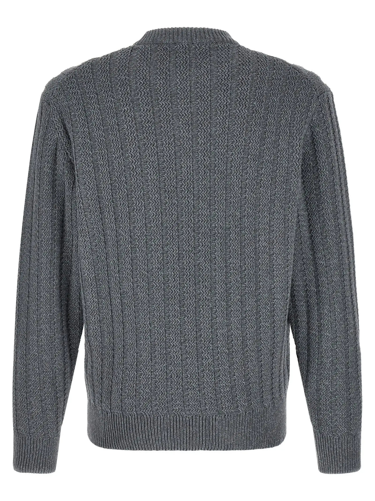 Cardigan hugo boss gris en coton avec motif torsadé vertical et col rond classique en maille côtelée