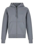Sweatshirt hugo boss gris en coton avec fermeture zippée et logo brodé subtil sur la poitrine
