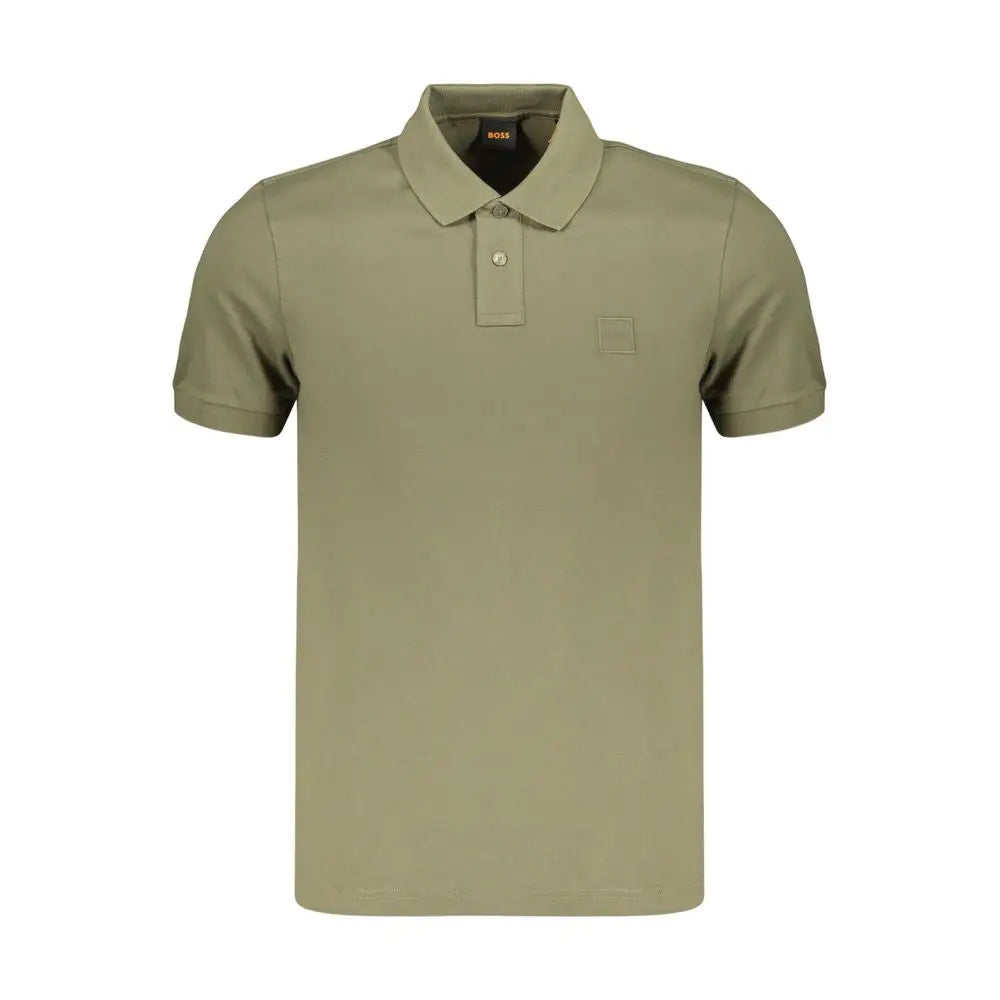 Polo homme hugo boss green en coton olive avec manches courtes logo carré subtil sur la poitrine et étiquette