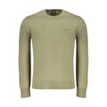 Pull en maille vert olive hugo boss green cotton pour homme avec logo carré subtil sur la poitrine et poignets côtelés