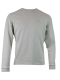 Sweatshirt beige en coton de Hugo Boss avec col rond, style décontracté et confortable, visible sur l'image.
