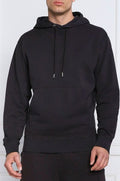 Sweat à capuche en coton bleu foncé Hugo Boss avec logo visible, détails de marque sur le devant.