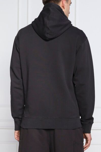 Sweat à capuche Hugo Boss en coton bleu foncé avec détails de logo, douceur et style décontracté.