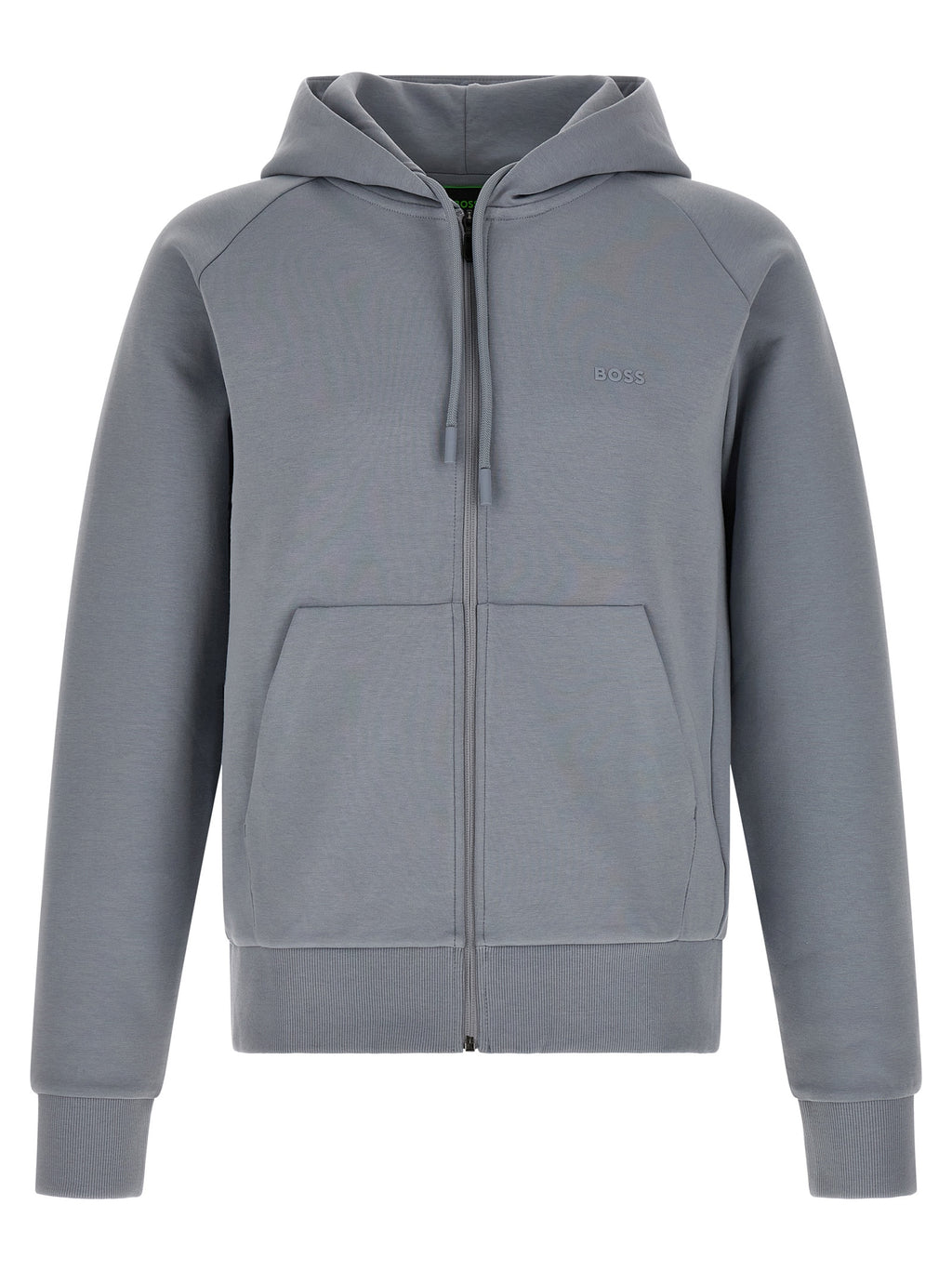 Sweatshirt en coton gris de la marque Hugo Boss, coupe décontractée, avec logo discret sur la poitrine.
