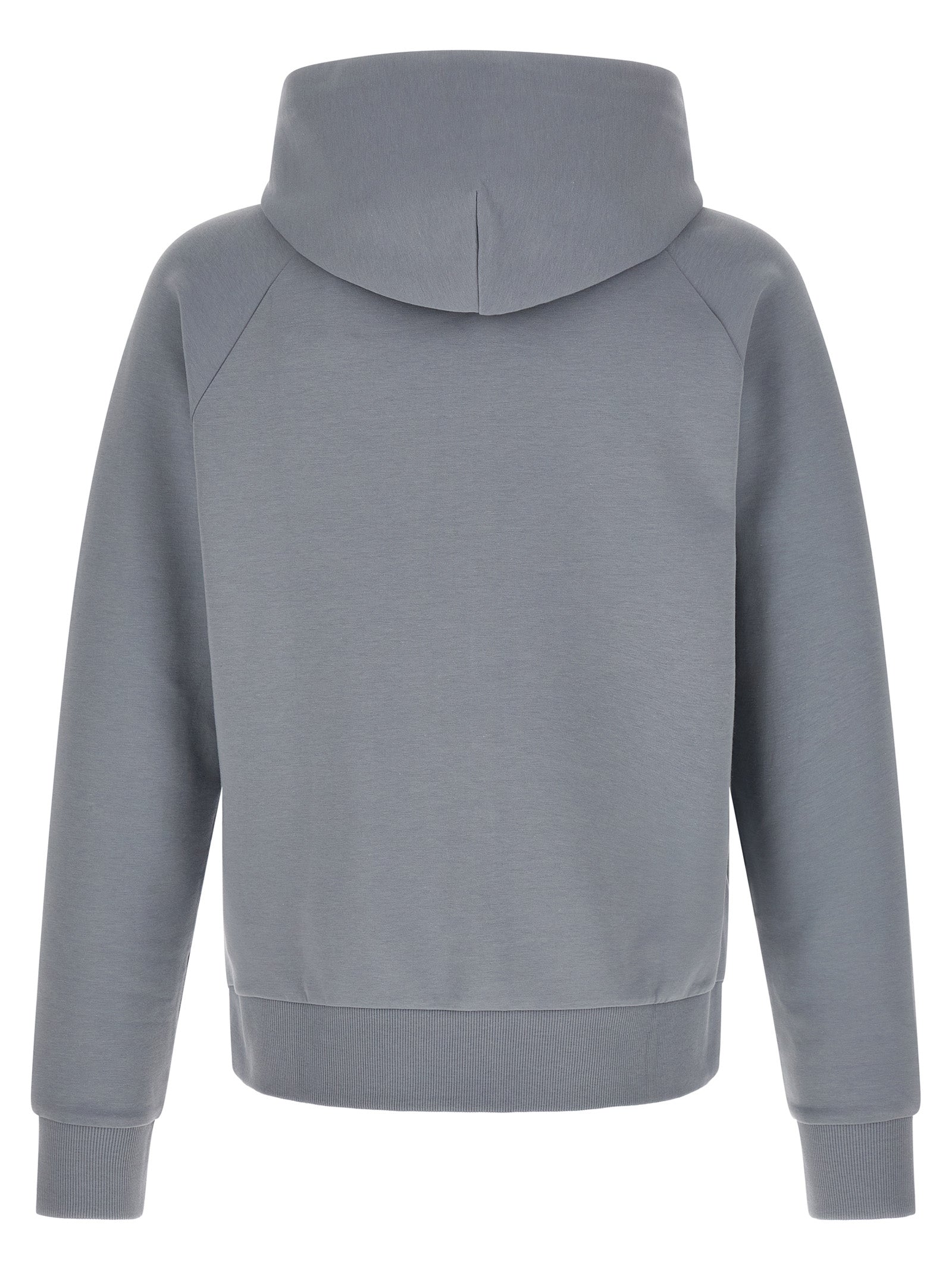 Sweatshirt gris en coton de la marque Hugo Boss, coupe classique, col rond et manches longues, portée décontractée.