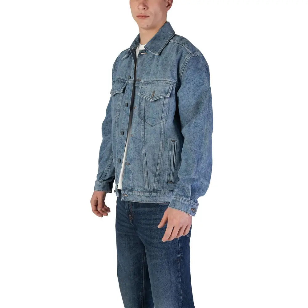 Veste en denim coton bleu clair hugo boss avec un motif délavé subtil et fermetures à boutons classiques