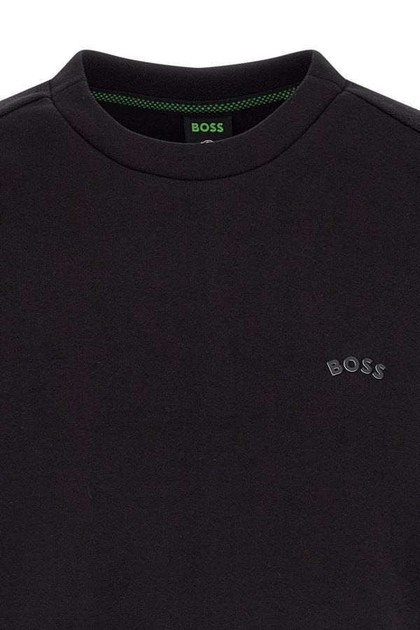 Sweatshirt noire en coton de Hugo Boss avec logo discret aux détails sur le devant, style décontracté et moderne.