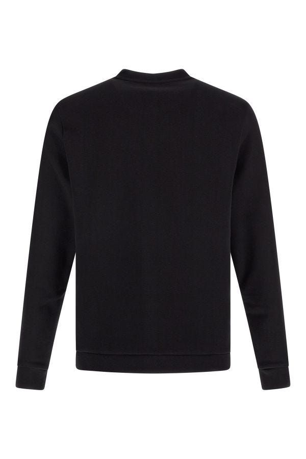 Sweat-shirt noir en coton de Hugo Boss avec logo visible, détails de logo sur la poitrine, style décontracté et moderne.