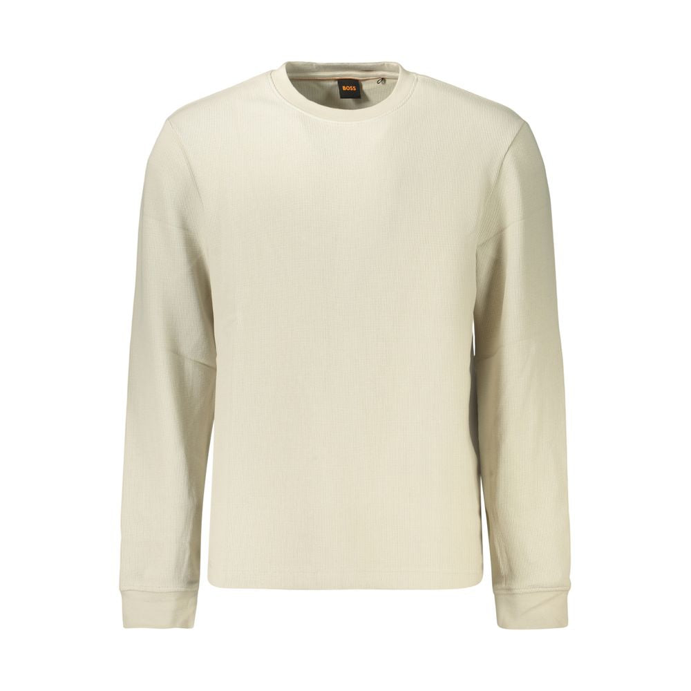 Chemise beige en coton pour homme de la marque Hugo Boss, tissu léger et élégant, boutonnière classique.