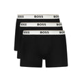 Boxers pour hommes en coton noir de la marque Hugo Boss, vue montrant la texture et la coupe du produit.
