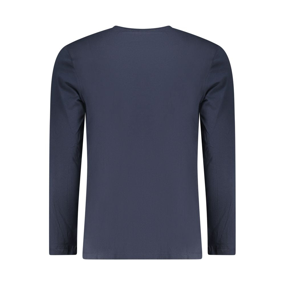 T-shirt homme en coton bleu de marque Hugo Boss, coupe classique, porté sur un mannequin.