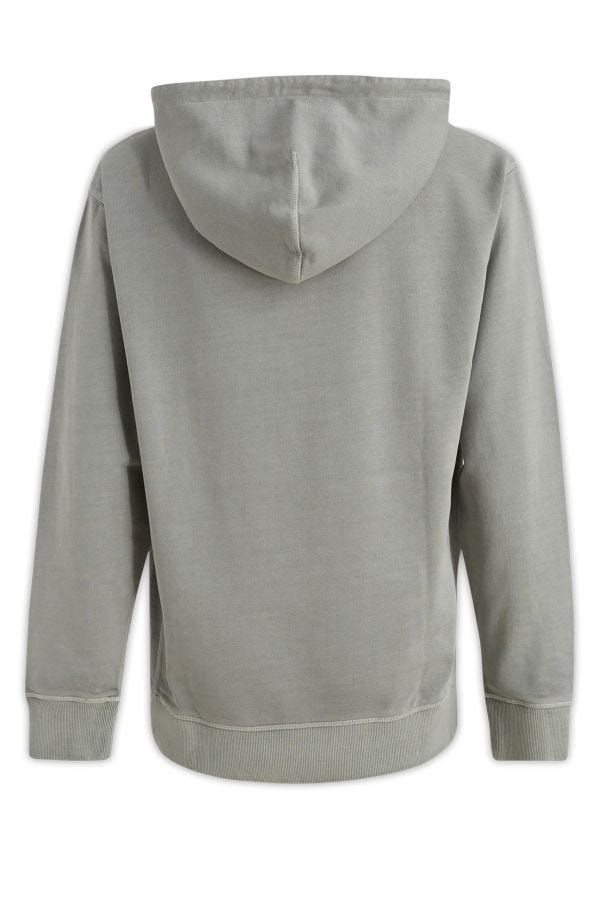 Sweat à capuche gris en coton Hugo Boss avec détails de logo visibles, style décontracté et confortable.