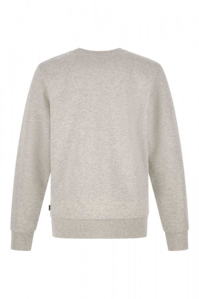Sweatshirt grise en coton Hugo Boss avec détails de logo, col rond et manches longues, vue de face.