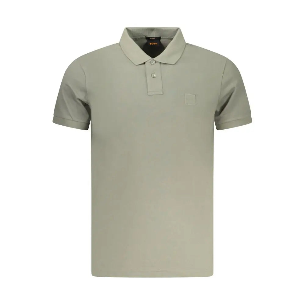 Polo homme hugo boss verde en coton olive avec col classique et patch logo carré subtil sur la poitrine