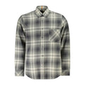 Chemise homme hugo boss verde en coton gris et blanc à manches longues col classique et poche poitrine