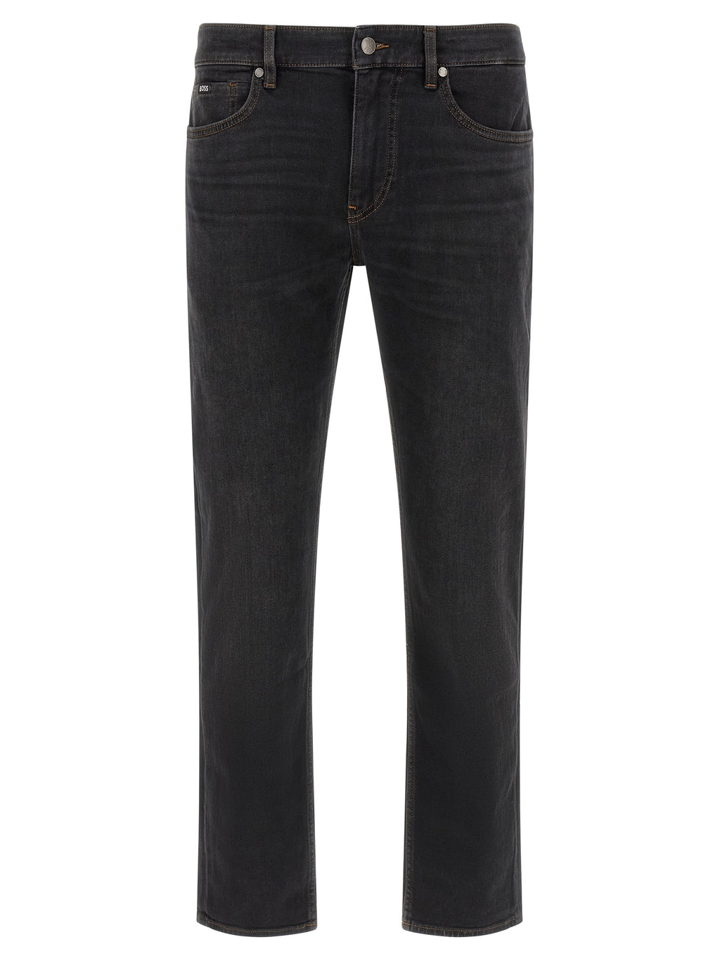 Jeans droits en coton noir de la marque Hugo Boss, style classique et coupe droite pour homme.