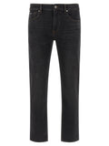 Jeans droits en coton noir de la marque Hugo Boss, style classique et coupe droite pour homme.