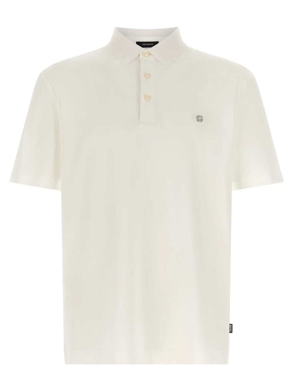 Polo hugo boss blanc en coton avec logo brodé subtil et boutons assortis manches courtes color crème