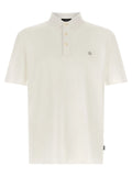 Polo hugo boss blanc en coton avec logo brodé subtil et boutons assortis manches courtes color crème