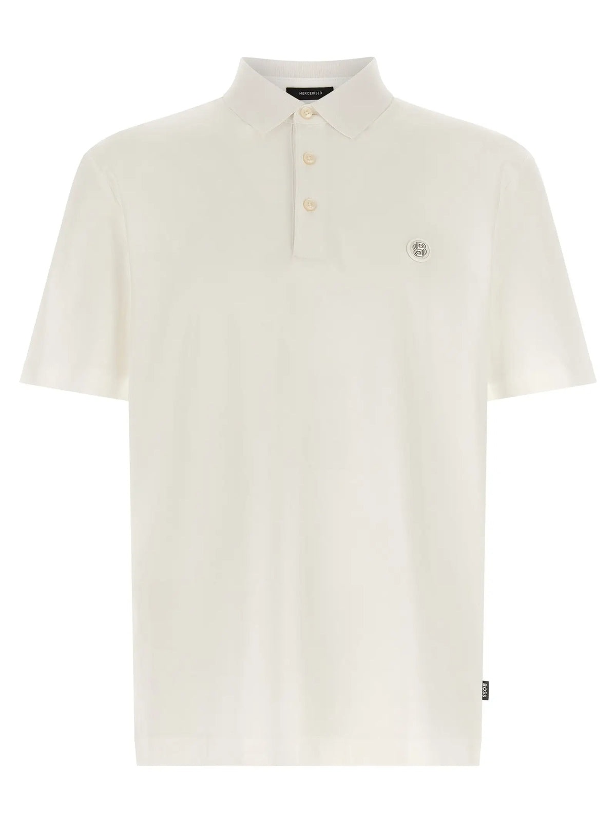 Polo hugo boss blanc en coton avec logo brodé subtil et boutons assortis manches courtes color crème