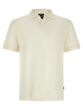 Polo hugo boss blanc crème en coton avec col classique et manches courtes pour un style élégant et décontracté