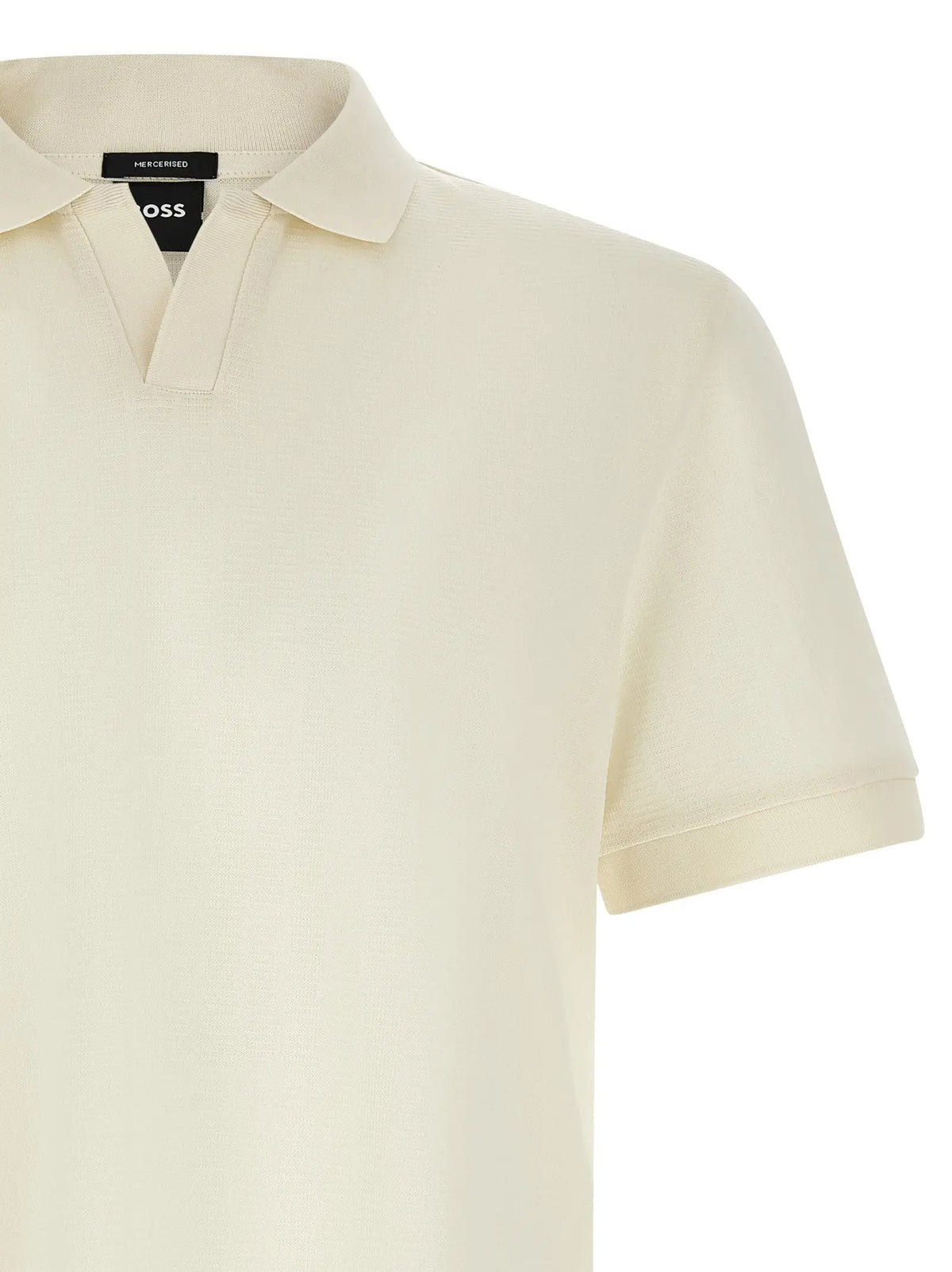 Polo blanc hugo boss en coton avec col classique et manches courtes côtelées crème