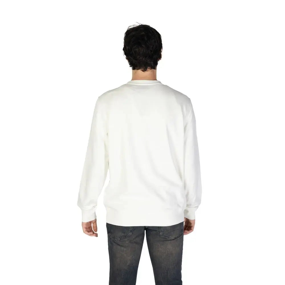 Sweatshirt blanc à manches longues et col rond en coton de hugo boss
