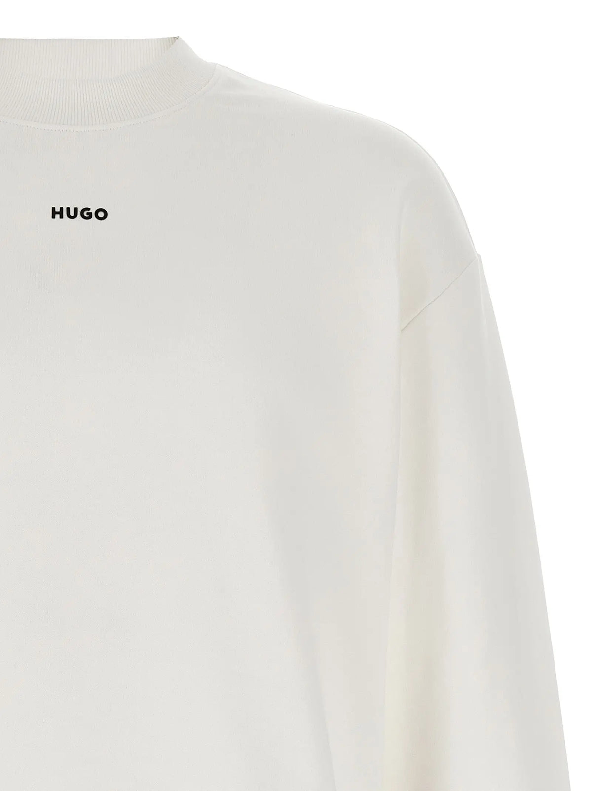 Sweatshirt hugo boss blanc en coton avec logo noir minimaliste sur la poitrine style off-white