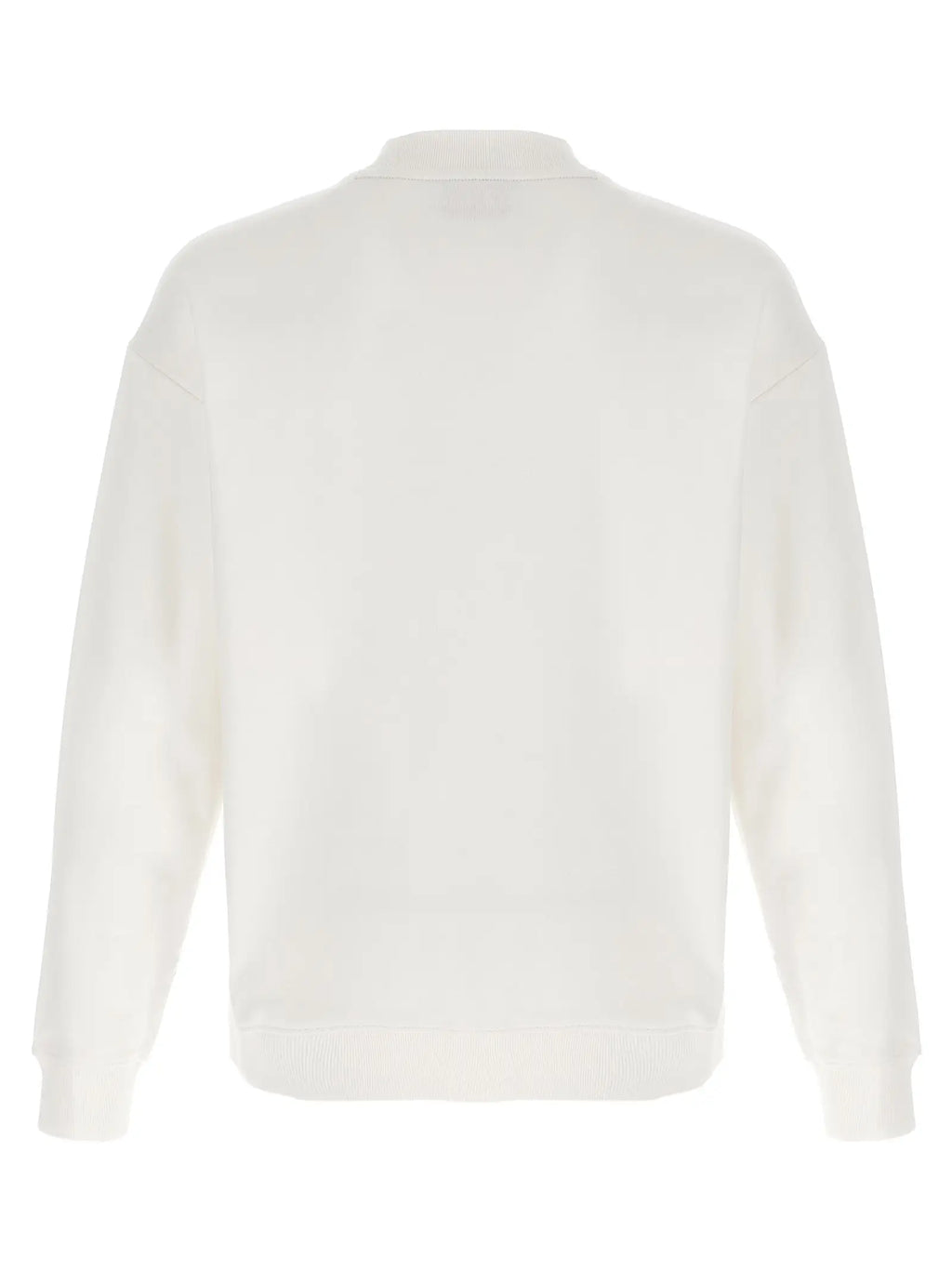 Pull blanc hugo boss en coton crème à manches longues avec col rond et poignets côtelés