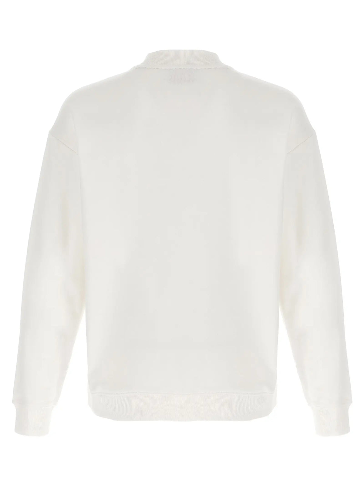 Pull blanc hugo boss en coton crème à manches longues avec col rond et poignets côtelés