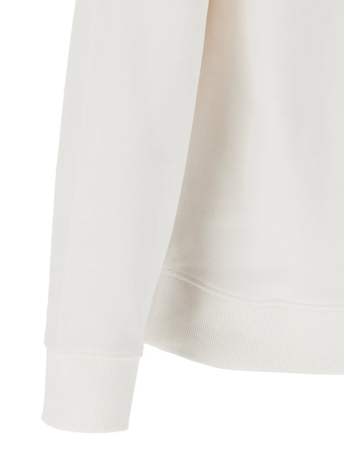 Sweatshirt blanc en coton hugo boss crème à manches longues avec poignets et ourlet côtelés