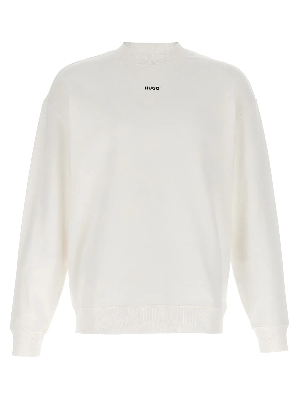 Sweatshirt hugo boss blanc en coton avec logo minimaliste noir sur la poitrine style off-white
