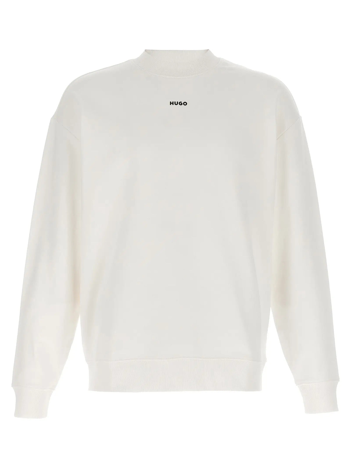 Sweatshirt hugo boss blanc en coton avec logo minimaliste noir sur la poitrine style off-white