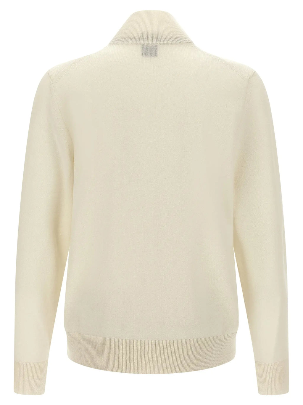 Cardigan hugo boss en laine vierge blanche crème avec col et poignets côtelés en cachemire
