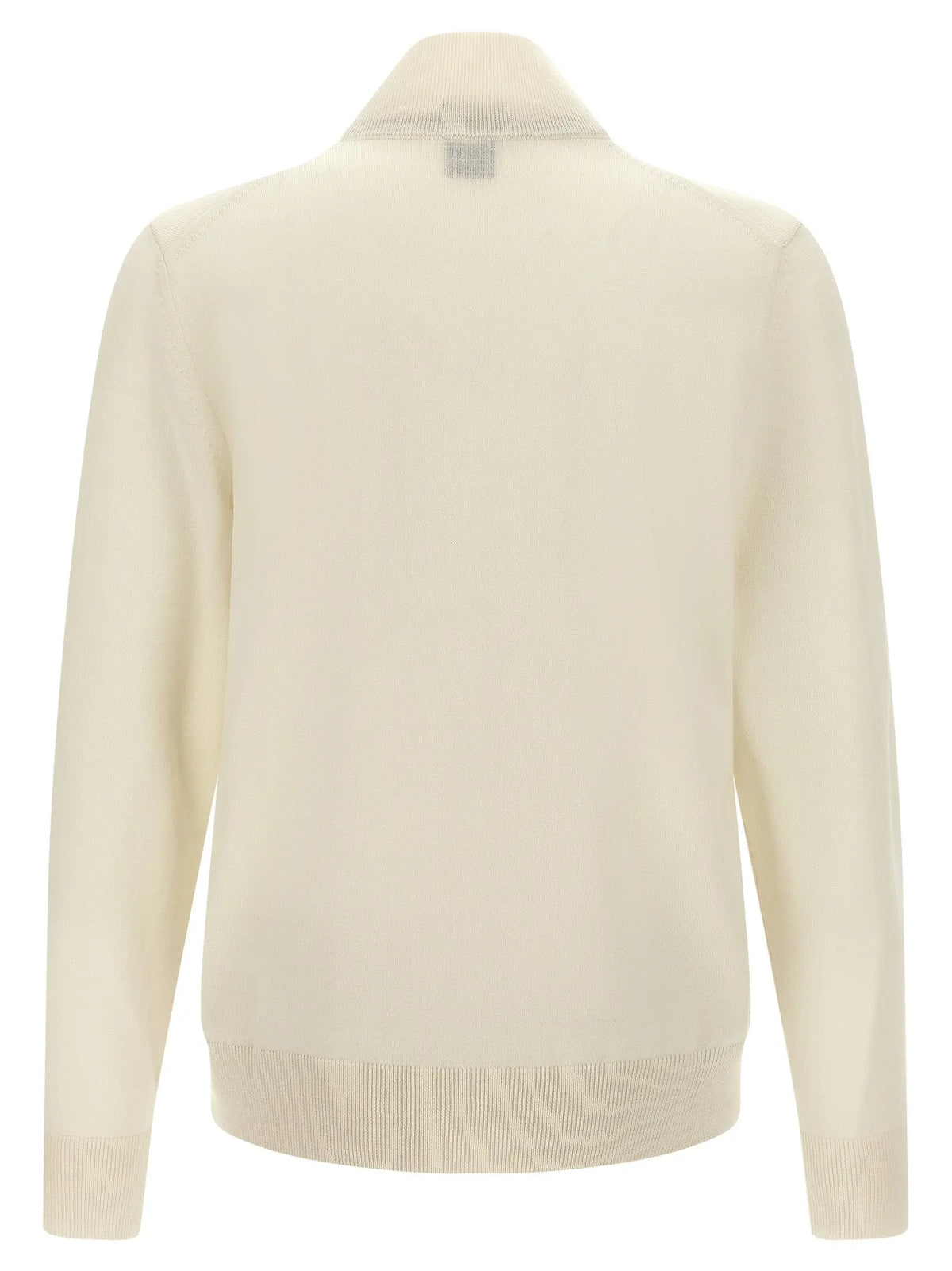 Cardigan hugo boss en laine vierge blanche crème avec col et poignets côtelés en cachemire