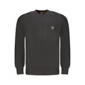 Pull homme Hugo Boss en coton noir, style classique, avec col rond et manches longues, parfait pour un look élégant.
