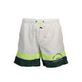 Short de bain homme karl lagerfeld bianco blanc en polyester avec bandes réfléchissantes vert néon et ourlet vert foncé