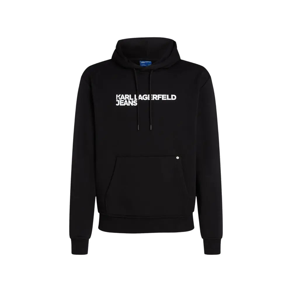 Sweat à capuche noir karl lagerfeld en coton avec logo blanc et poche avant