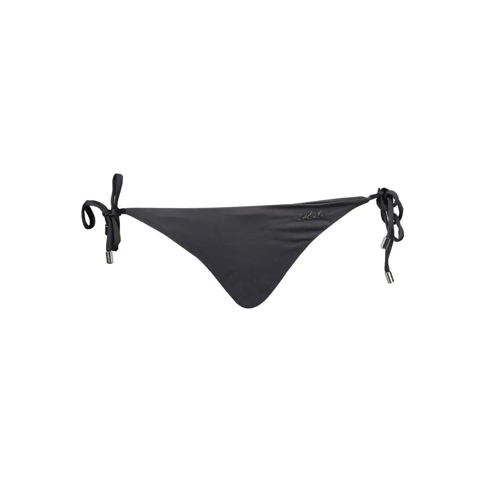Slip de bain noir pour femme karl lagerfeld en polyamide avec bas triangle ajustable et détails métalliques