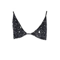 Karl lagerfeld haut de bikini triangle noir en polyamide avec motifs blancs en style doodle et fines bretelles