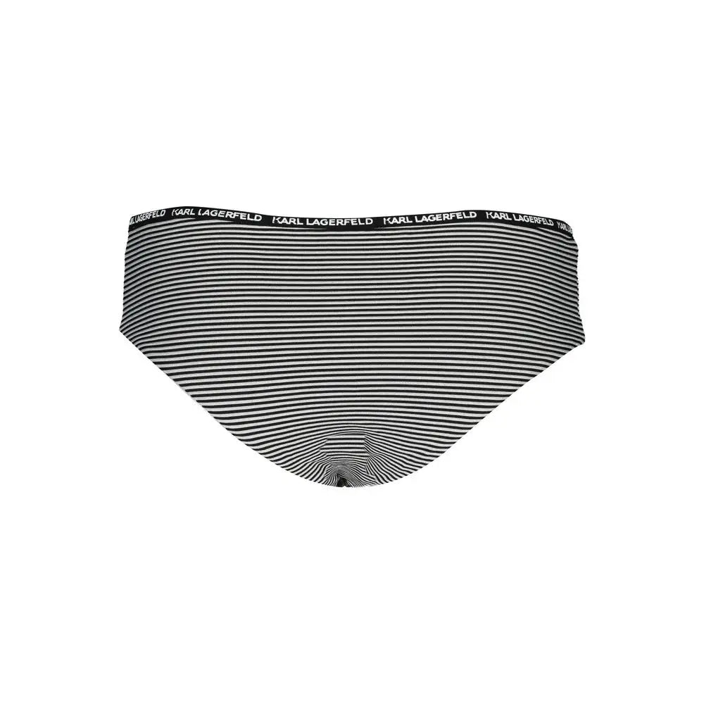 Culotte de bain femme karl lagerfeld noire en polyamide avec rayures noires et blanches et bande logo répétée